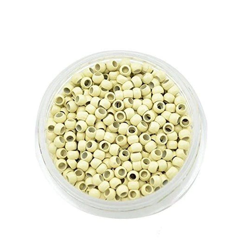 200Pcs Beads Silicone Aluminium Micro Nano Rings 5.0x3.0x3.0 mm Lined For I Tip/Nano Hair Extensions Tool Beads (Blonde Color)