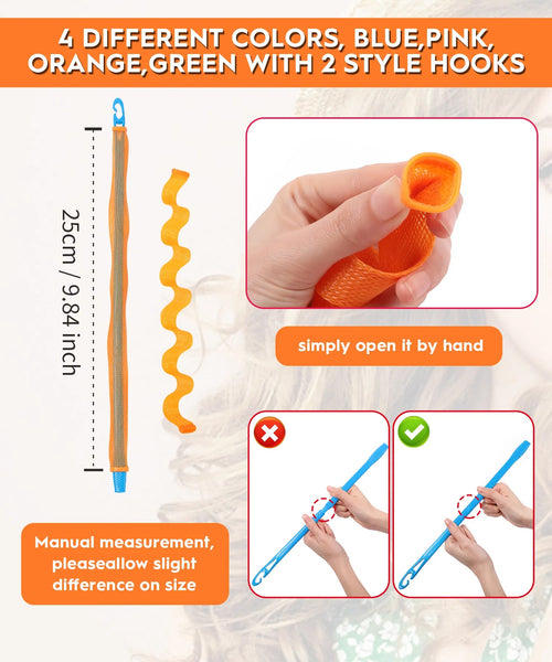 30 Pcs Heatless Hair Curlers Wave Curls Styling Kit With 2 Pcs Styling Hooks, No Heat Hair Curlers For Women Girls 6 Colors, 30 Cm 11.81 Inch