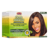 African Pride Olive Miracle Deep Conditioning Anti Breakage No Lye Relaxer Regular Formula-1 Complete Application