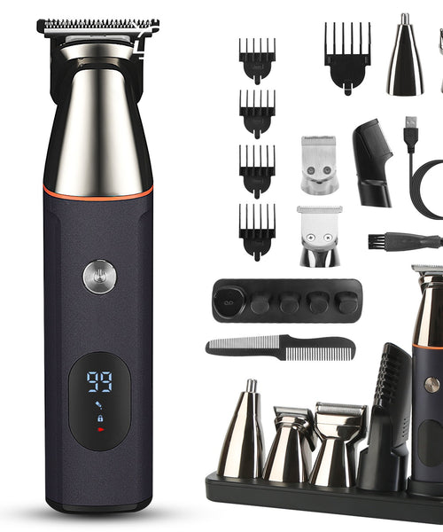 1Set All In One Beard Trimmer For Men With 5 Trimmer Heads IPX5 Waterproof Electric Razor For Face Nose Body Beard Cordless Hair Shaver Clipper Grooming Kit For Men Husband Father